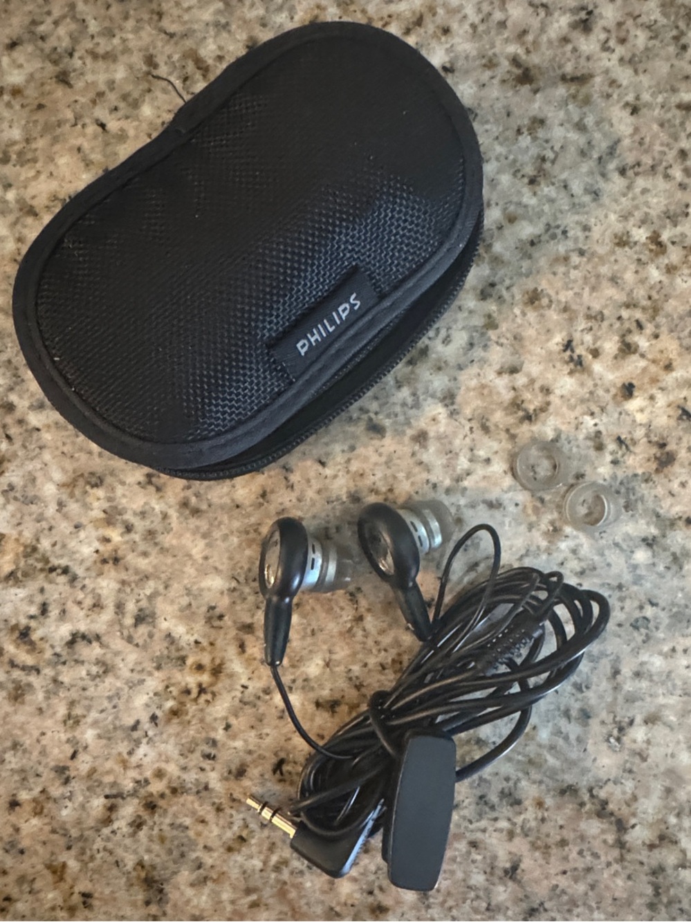 Philips Black Earbuds with Carrying Case - Portable In-Ear Headphones